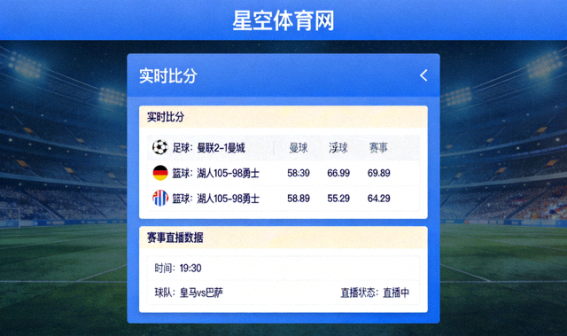 星空体育网实时比分与赛事直播数据展示界面